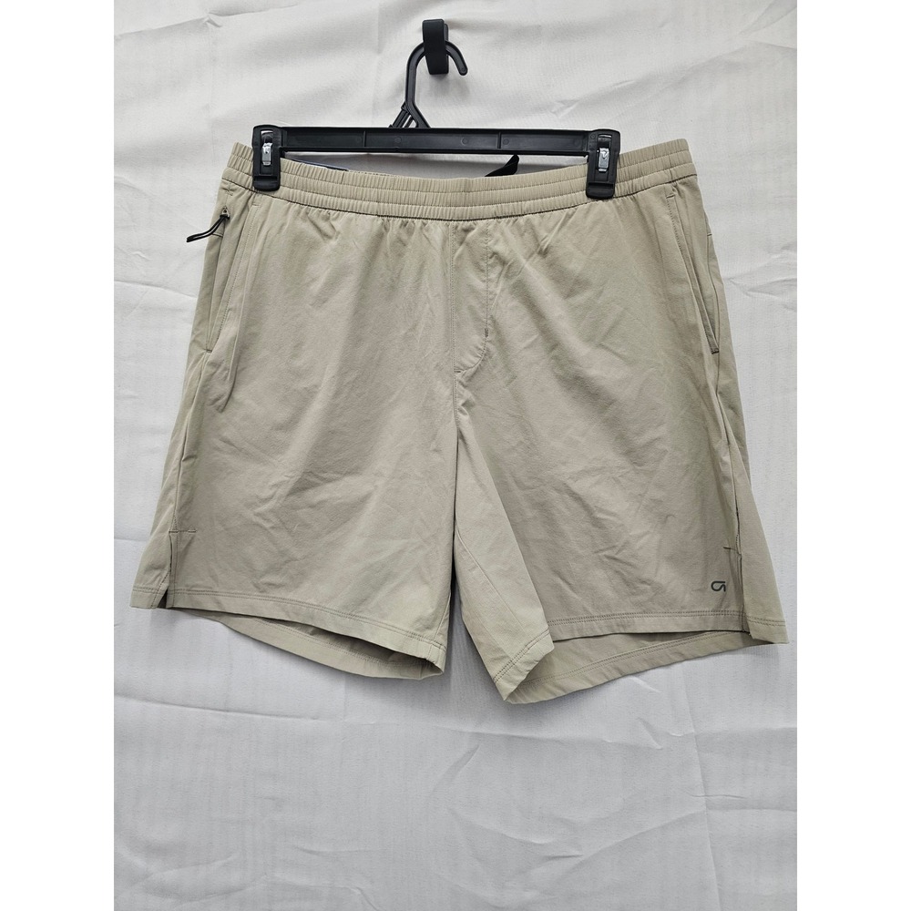 GapFit Kids Active Ripstop Shorts Khaki Tan Quick Dry Zip Pocket GF007160 Size L